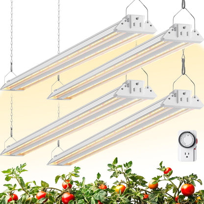 Barrina TX72 Grow Light, Full Spectrum, 288W, 4FT, 4 Pack, 3000k+6500k+660nm, with Mechanical Timer, Linkable for