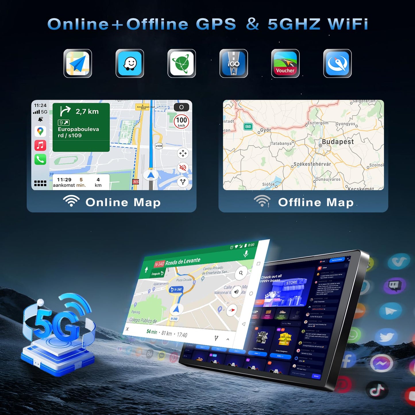 5Ghz WiFi 4G+64G Android 15 Radio for Jeep Compass Patriot 2010-2016 Car Stereo with Wireless Carplay Android Auto,5.0 Bluetooth,Build-in EQ,10inch IPS Touchscreen,GPS,FM/RDS SWC AHD Backup Camera MIC