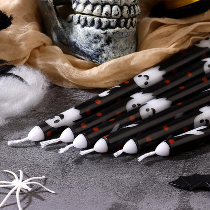 LIUBUJINGYING 12 Pcs 10in Taper Candles Black&White Ghost Taper Candle Unscented Smokeless Long-Last BurnTime Candles Birthday Party Table Centerpieces Decor