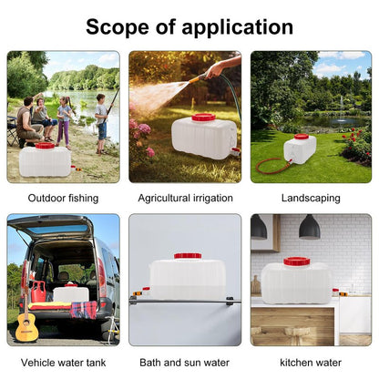 Water Storage Container for Camping, 6.6 Gallon Water Tank with Faucet, Portable First Aid Water Storage for Outdoor Hiking, RV, Autonomous Driving Tour, 17.7 x 11.8 x 11.8in