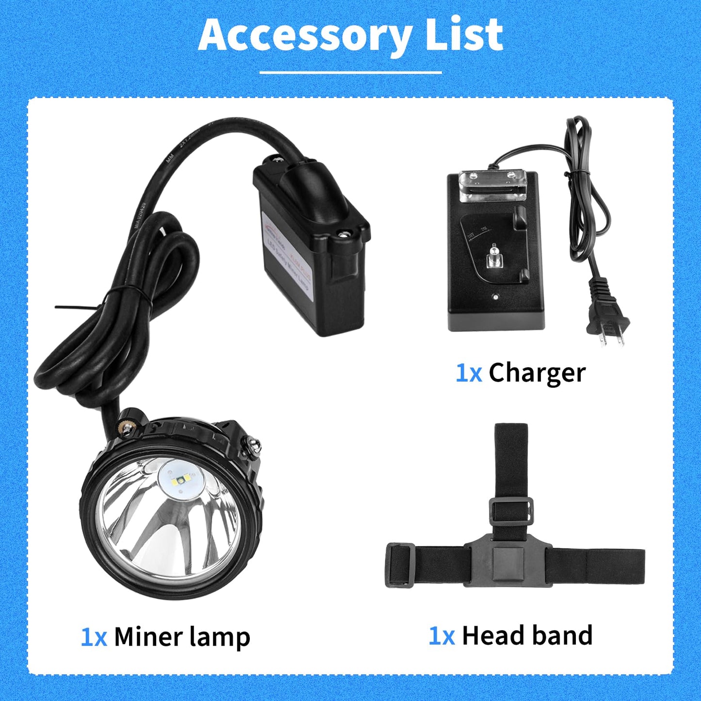 Rechargeable Mining Headlamp, 1+2 LED Super Bright Cap Lamp, Waterproof & Explosion-Proof Safety Miner Light, Hard Hat Head Torch for Coal Mining, Hunting, Fishing, Camping, Hiking, Outdoor Work