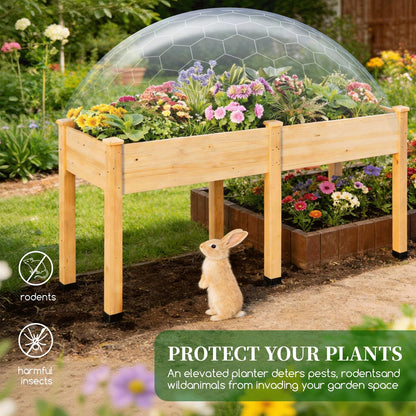 ZIENLIFE Wood Raised Garden Bed, 72x24x30in Elevated Wooden Planter Box with Legs Standing Growing Bed for Backyard, Patio, Balcony with Bed Liner, 200 Pound Capacity