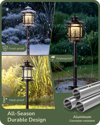 EDISHINE Low Voltage Landscape Lighting, 3.4W 155LM 12V 3000K Wired Pathway Lights, Outdoor Waterproof Electric Landscape Path Lights, 50,000H LED for Yard, Garden, Driveway, 4 Pack
