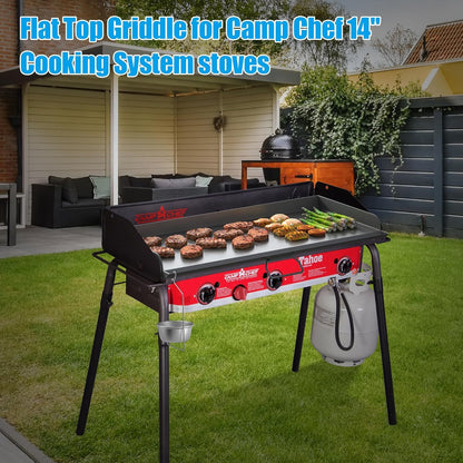 Professional 16x38 in Flat Top Steel Griddle for Camp Chef GB90D, TB90LW,Fry Griddle Accessories for Camp Chef 3 Burner Propane Stove Grill, 1 Carry Bag