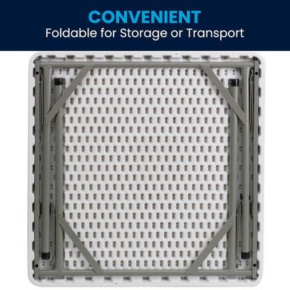 Flash Furniture Square Plastic Folding Event Tables, Set of 12, Granite White