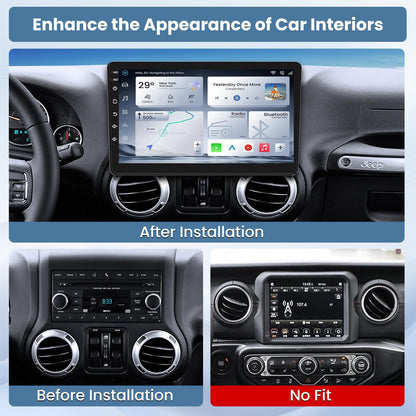 [8CORE 4GB+32GB] Car Radio Stereo for Jeep Wrangler JK 2007-2017 Grand Cherokee Compass, Upgrade 1280 * 800 Touchscreen with Wireless CarPlay Android Auto GPS WiFi Bluetooth FM SWC Backup Camera