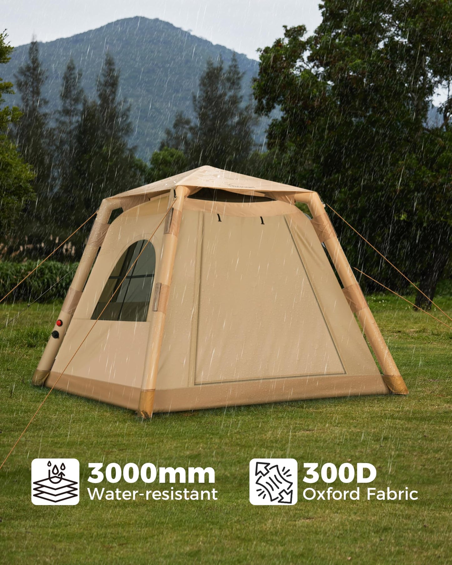 Trakiom Inflatable Tents for Camping 2-4 Person, Easy Set Up Camping Tent with Automatic & Manual Pump, Waterproof Blow Up Tent for Family Outdoor