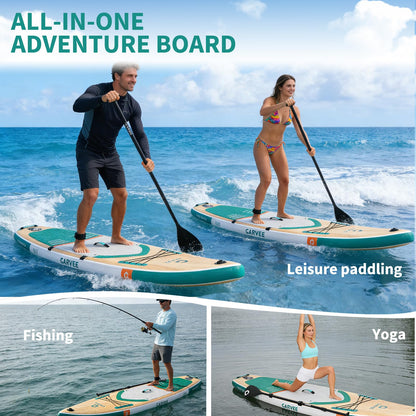 Garvee Inflatable Stand Up Paddle Board, 11' Paddle Boards with Premium SUP Accessories, Non-Slip Deck SUP Paddle Board, Stable Wide Paddleboard for Adults & Youth of All Skill Levels