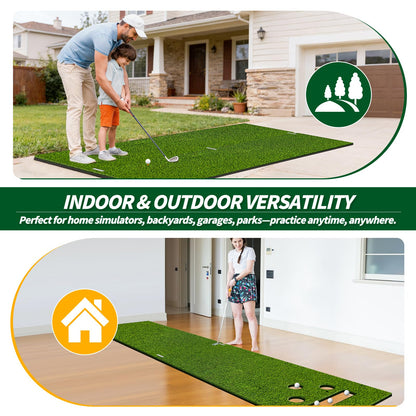 6x4.8ft Golf Hitting Mat for Indoor Outdoor Practice, High-Elasticity Golf Practice Driving Range Turf Mat, Convertible 2IN1 Golf Hitting & Putting Mat for Garage Simulator Training, Gifts for Men/Dad