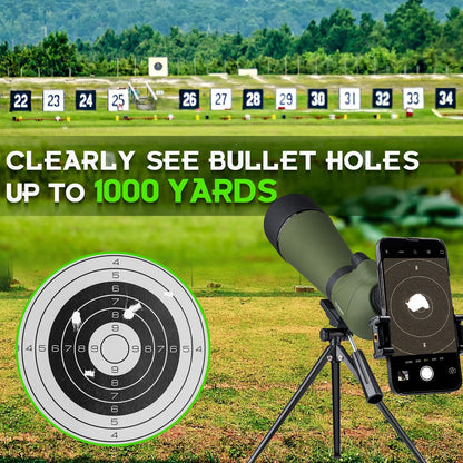 20-60x80 Spotting Scope for Target Shooting Spotter Scope with Tripod Phone Adapter BAK4 Monocular Telescope for Hunting Birdwatching Green