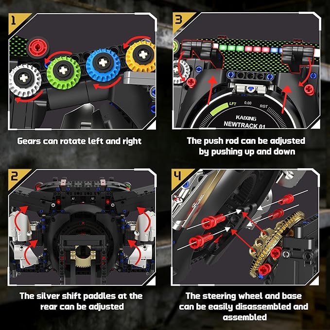 Racing Cars Steering Wheel Building Set Formula Simulator Driving Kit Compatibled with Lego Collection Model with Moving Parts &amp Phone Holder for Adults 14+ - 904PCS
