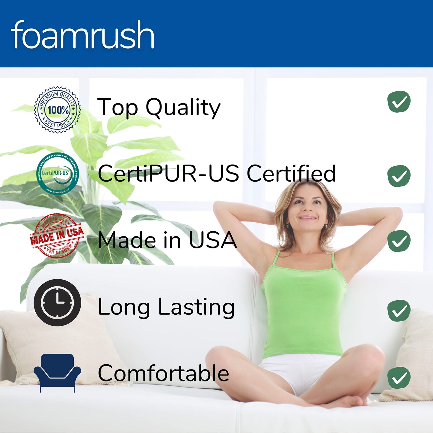 FoamRush 4-Inch Bunk (30" x 75") Gel Memory Foam RV Mattress Replacement, Medium Firm, Comfort, Pressure Relief Support, Made in USA, Travel Camper Trailer Truck, Cover Not Included
