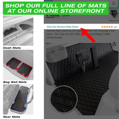 Xtreme Golf Cart Mats Rubber Floor Mat Compatible with Club Car Precedent (04-25), Onward & Tempo (17-25), Villager & V4L (19-24) Golf Cart Models | Full Coverage Liner Protection - Grey Trim