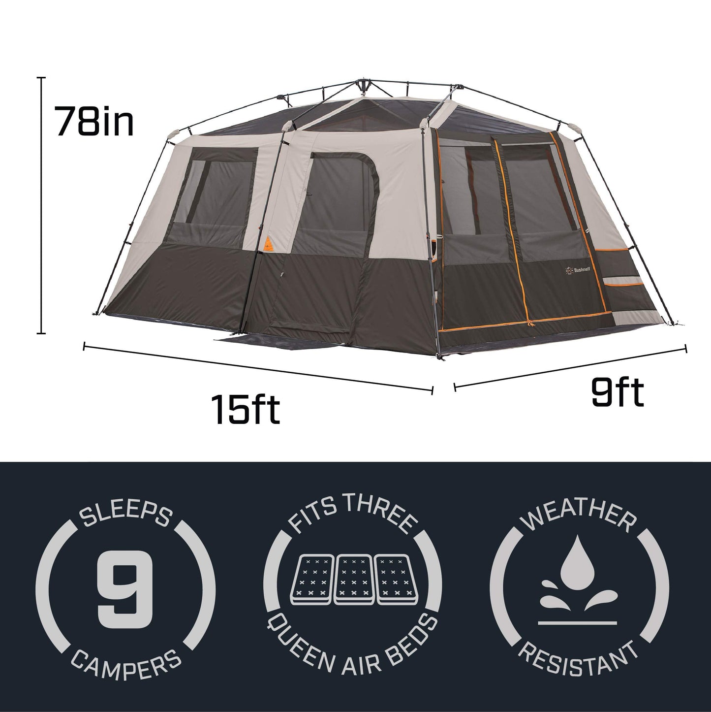 Bushnell Shield Series 6 Person / 9 Person / 12 Person Instant Cabin Tent (9 Person)