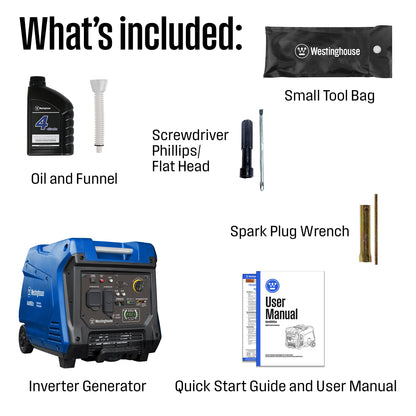 Westinghouse 5000 Peak Watt Super Quiet Portable Inverter Generator, Wheel & Handle Kit, RV Ready 30A Outlet, Gas Powered, CO Sensor, Parallel Capable,Blue