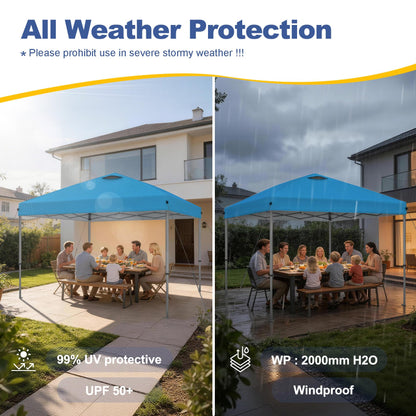 Explore Land 10x10 Pop Up Canopy with One Push Setup Heavy Duty Outdoor Sun Shade Tent for Beach,Camping,Events,Parties(Blue)
