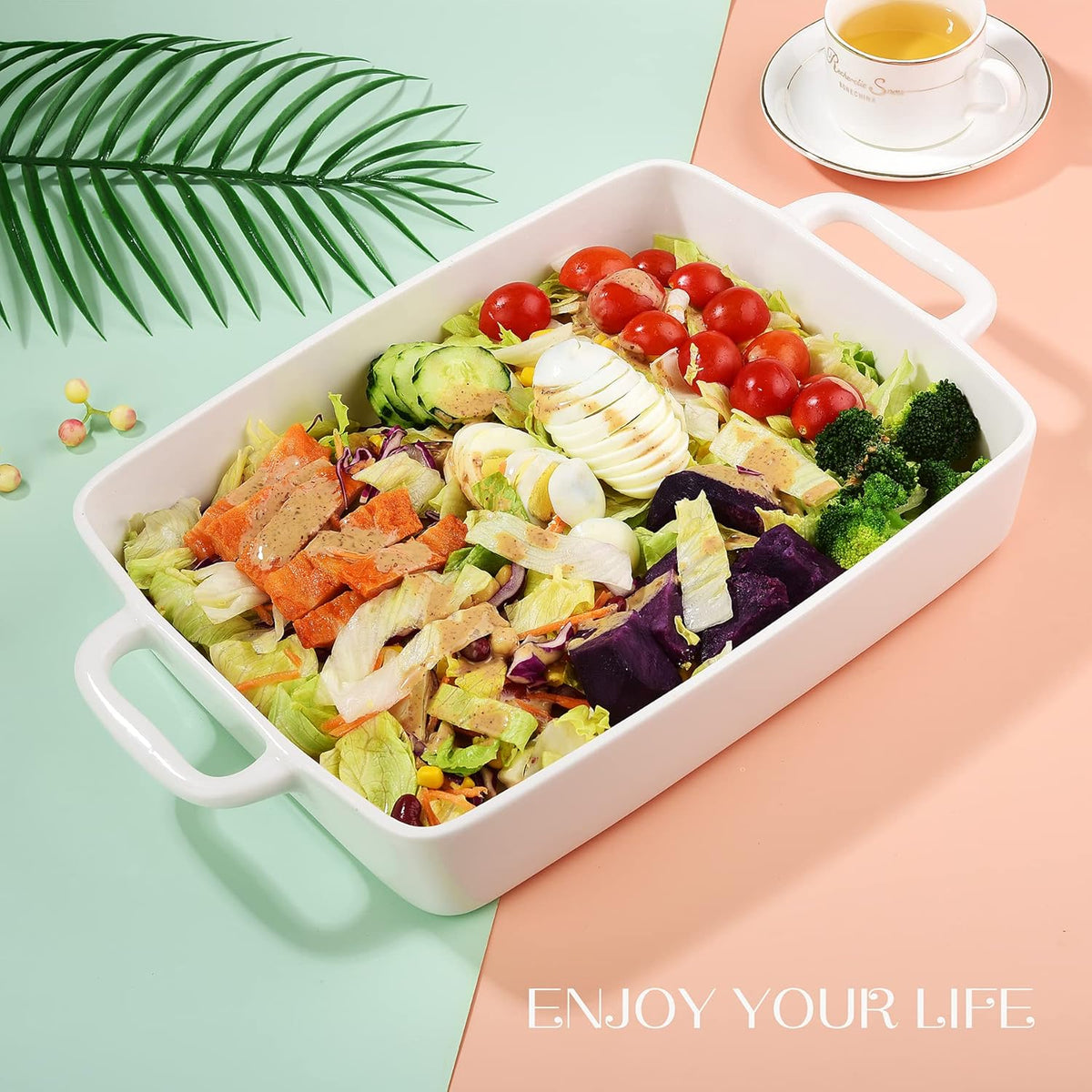 Regine Switzerland Ceramic Baking Dish - Large 9x13 Lasagna Pan with Double Handles for Easy Cooking - White