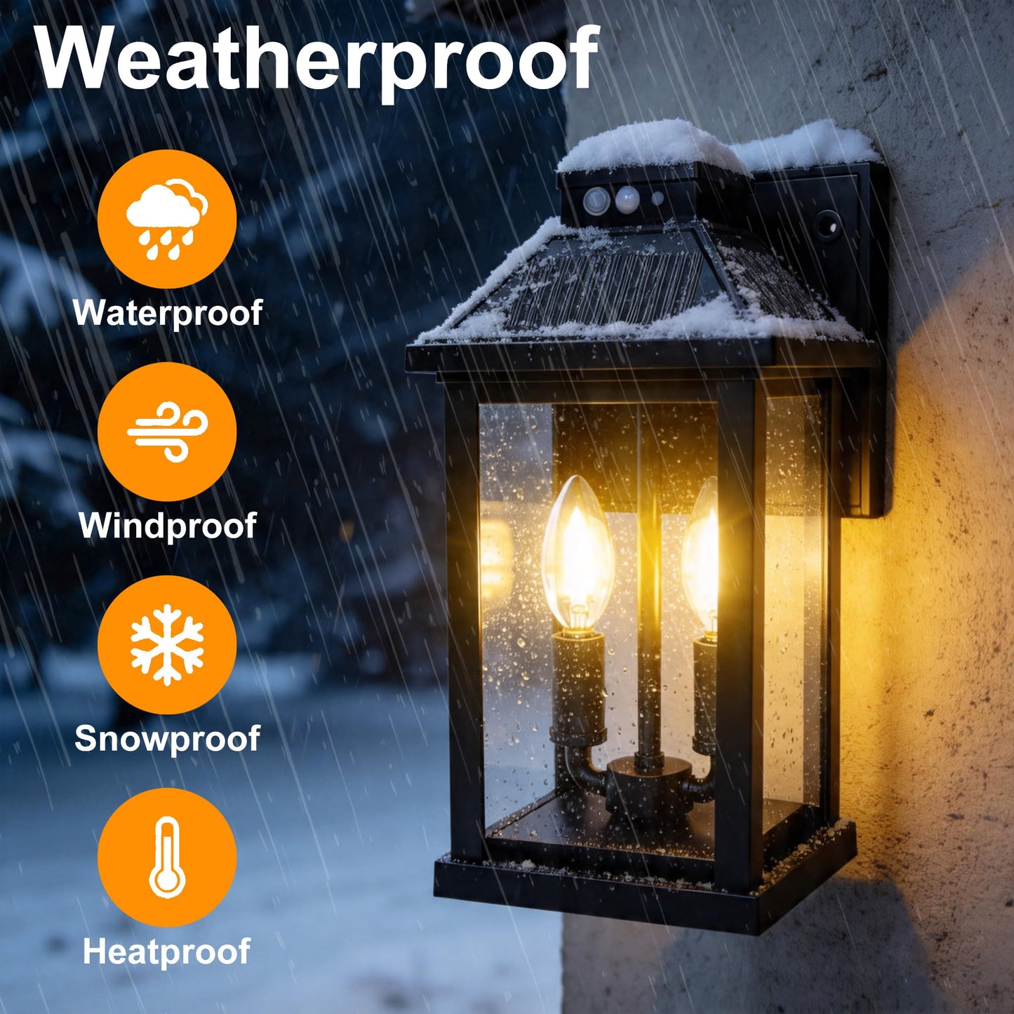 UOOIUMOY Solar Wall Light Outdoor Waterproof: Solar Porch Lights with 3 Lighting Modes & Motion Sensor - Dusk to Dawn Sconce Lantern Lamp Fixture for Garage Shed Barn Yard Garden Front Door