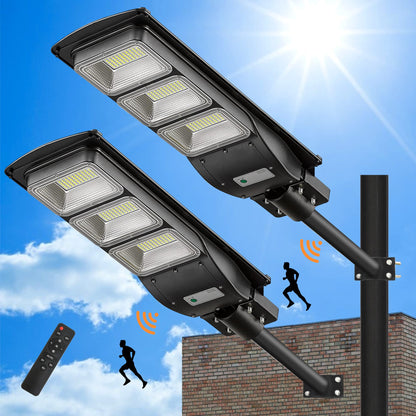 Lovus 2Pack 3600W Solar LED Street Lights, IP65 Waterproof Outdoor Solar Motion Sensor Flood Security Lights Dusk to Dawn for Parking Lot, Home, Garage