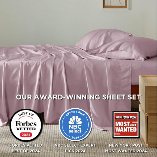 Bedsure Cooling Bed Sheets - Breathable Rayon from Bamboo | Full Size, Deep Pocket Up to 16 Inches, Lavender