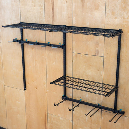 StoreYourBoard G-Bike Pro Garage Storage System, Adjustable 5 Bike Rack With Shelves, Vertical Wall Organizer, Bicycle Hanging Hooks, Holds 500 Lbs