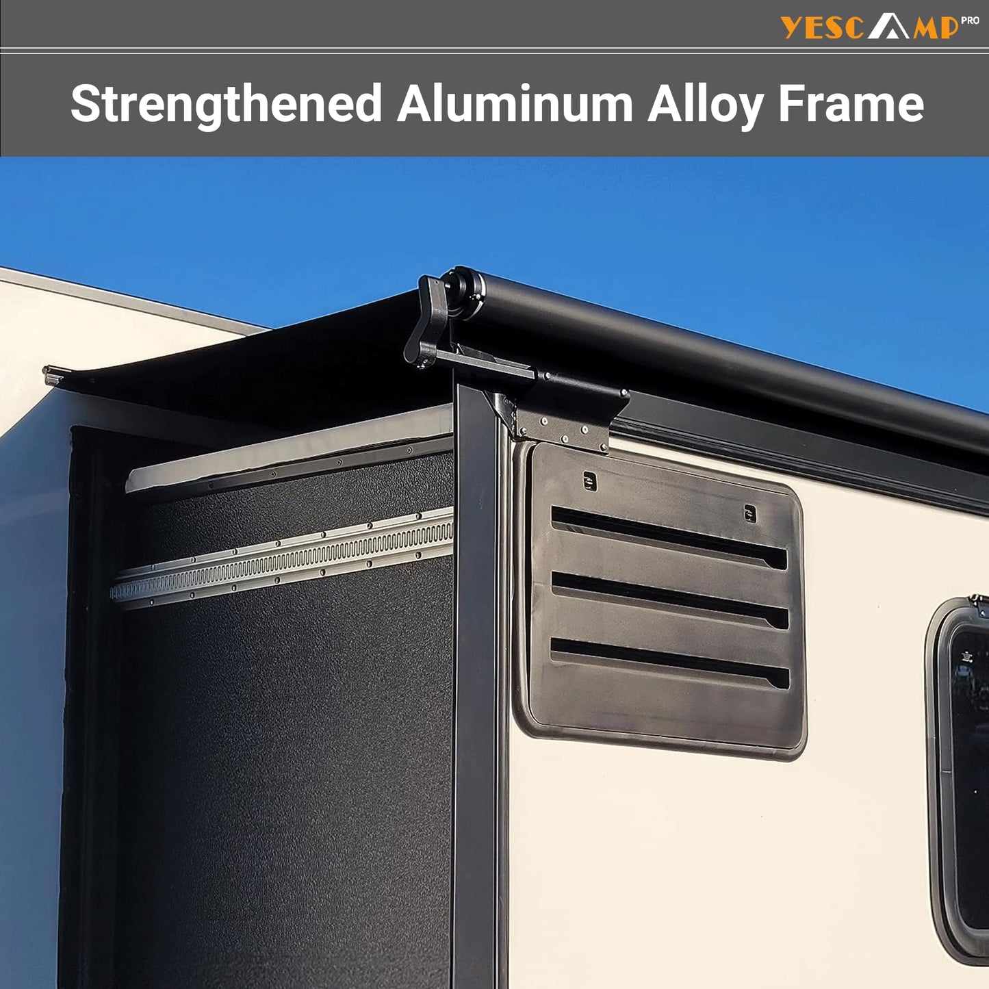 YESCAMP RV Slide Topper Awning Slide Out Awning Kit Cover Assembly,Modular Slideout Awning Protection for RV,5th Wheels,Travel Trailers and Motorhomes,Black,7'(6'7''Fabric)
