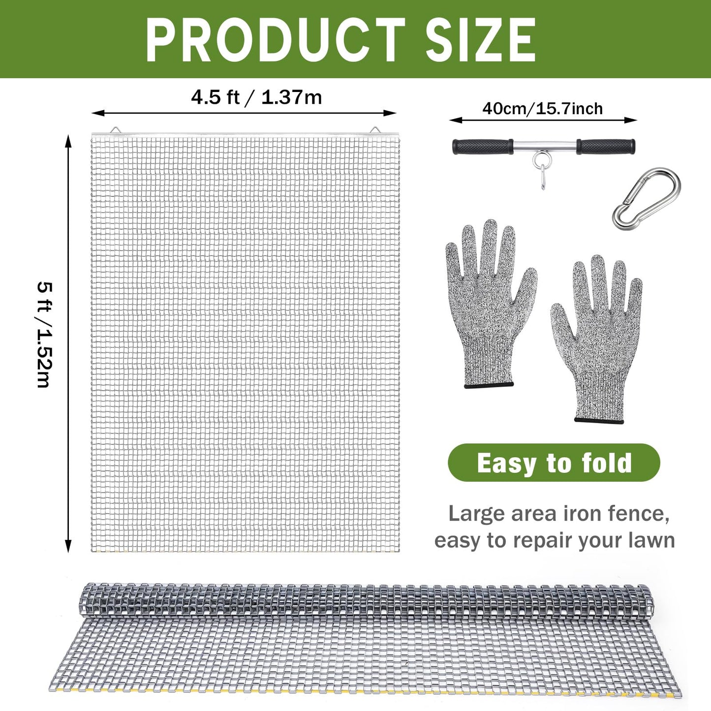 Otoolling Heavy Duty Drag Mat, Baseball Field Drag ATV/UTV Zinc Plated Field Surface Leveling Steel Mesh Infield Multi Surface Mat for Driveway Farm Garden Baseball Football(4'5'' X 5')