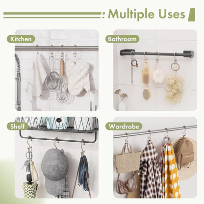 Amazer Shower Curtain Hooks - 12PCS Rust-Resistant Metal Double Rings for Smooth Rolling | Nickel Finish
