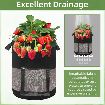6 Pack 10 Gallon Visible Potato Grow Bags, Thickened Nonwoven Fabric Pots Potato Growing Containers with Handles & Visible Flap, Plant Grow Bags for Growing Potatoes, Tomatoes, Flowers, and Vegetables