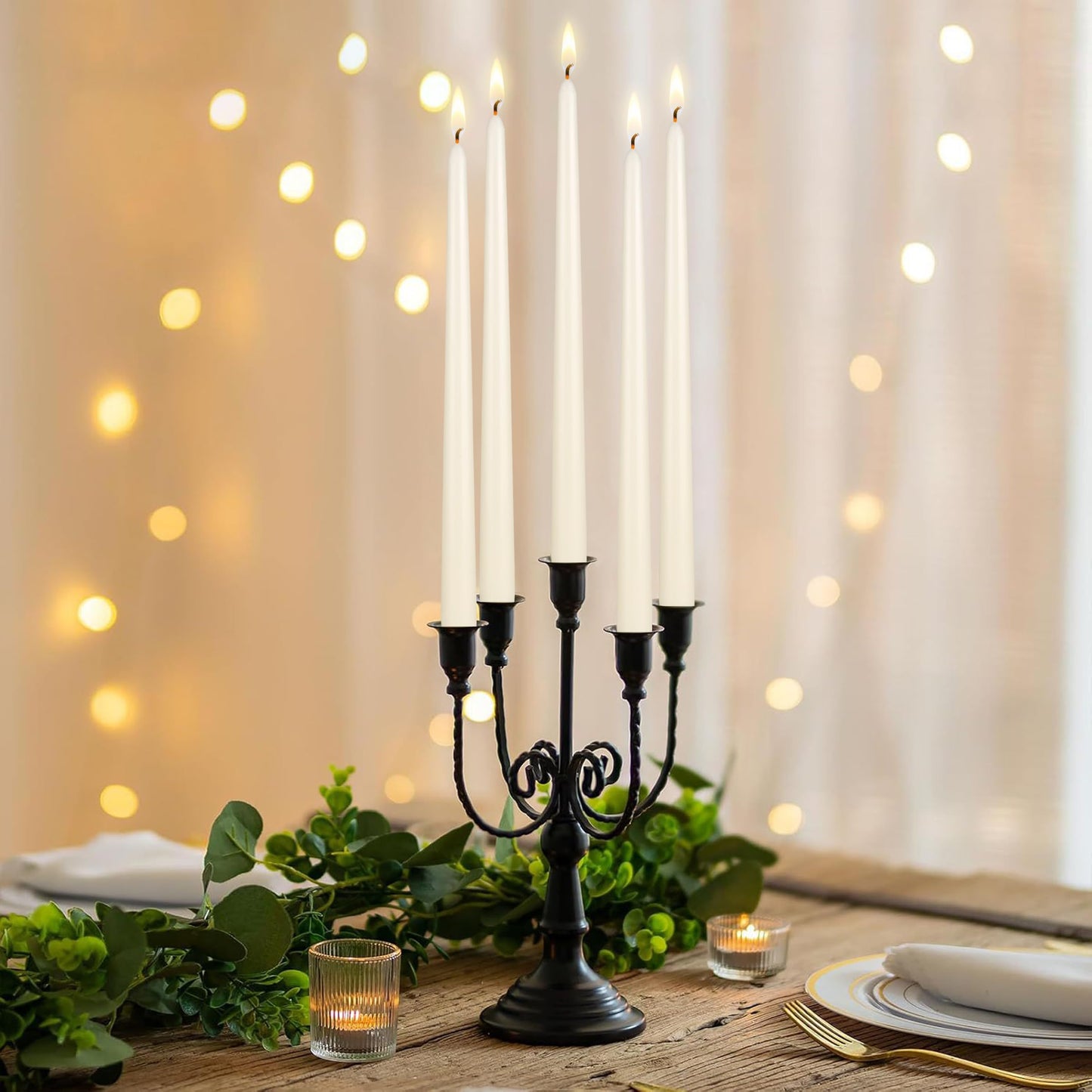 Mega Candles 12 pcs Unscented Ivory Taper Candles, Hand Poured Wax Candle 12 Inch x 7/8 Inch, Home Décor, Wedding Receptions, Centerpieces, Occasions, Events, Romantic Dinners, Prayer, Holders