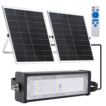 WERISE Solar Flood Lights Outdoor Waterproof IP66, 3600 Lumen 6500K LED Floodlight with 16.4ft Wire, 30000mAh Battery Dusk to Dawn Solar Powered Security Light with Remote Control for Shed Garage Barn