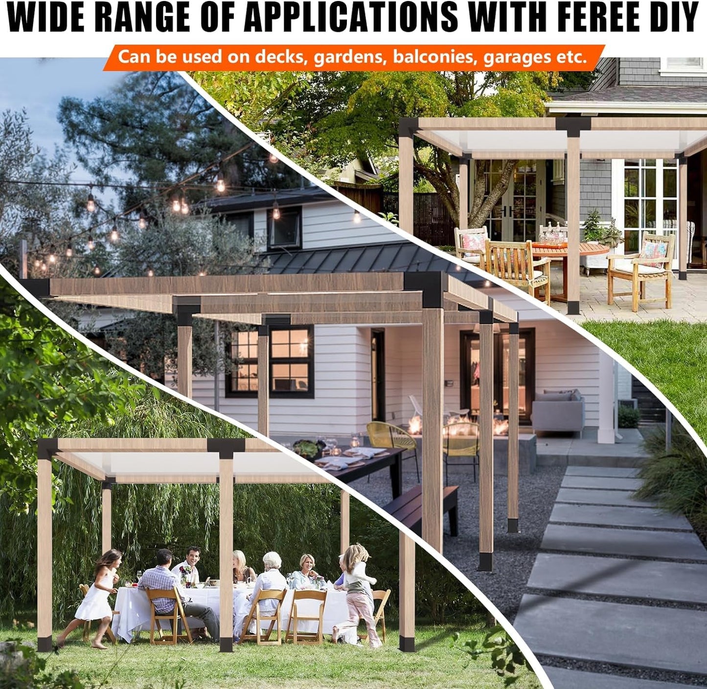 ITEVE.GD 2Pack Pergola DIY Bracket Kits 6x6,4-Way Right Angle Corner Post Brackets for 6"x6"(Actual:5.5"x5.5") Wood Beams,Heavy Duty Metal Brackets for Outdoor Pavilion,Proch,Log Cabin