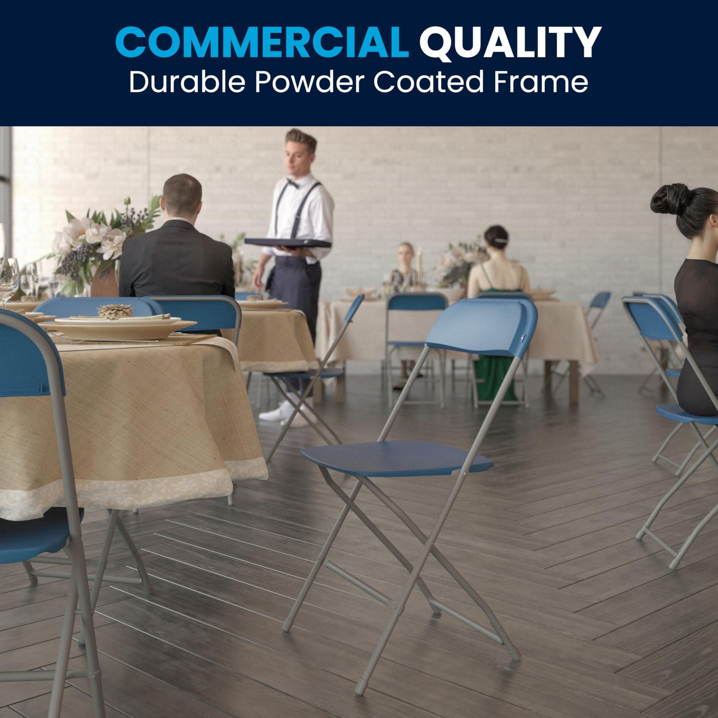Flash Furniture Hercules Series Plastic Folding Chair - Blue - 6 Pack 650LB Weight Capacity Comfortable Event Chair-Lightweight Folding Chair
