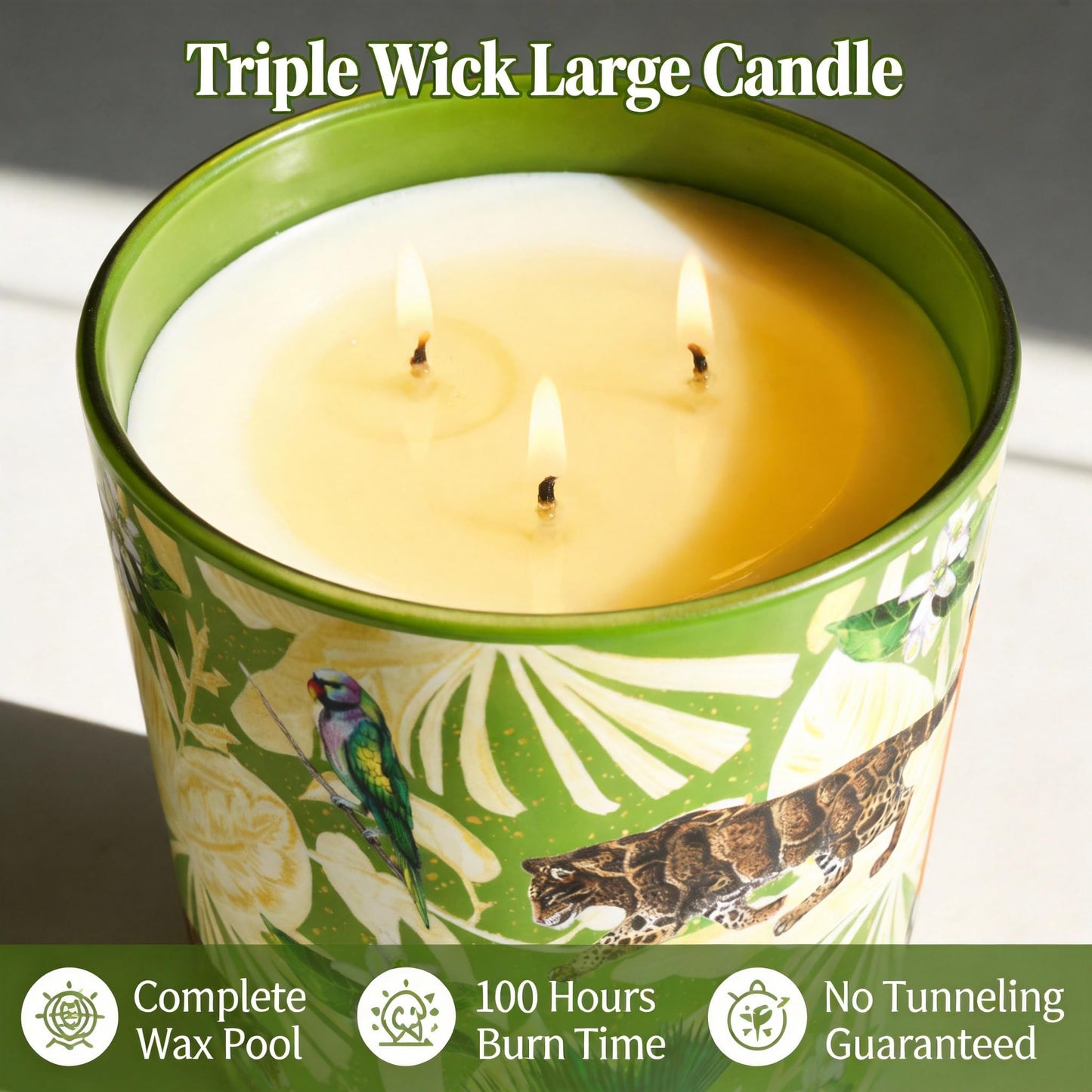 Verbena & Fig Leaf Scented Candle, 30oz Large 3 Wick Soy Candle, 100+ Hours Long Burning, Spa-Quality Aromatherapy for Home & Bathroom, Non-Toxic Luxury Candle Gifts for Housewarming