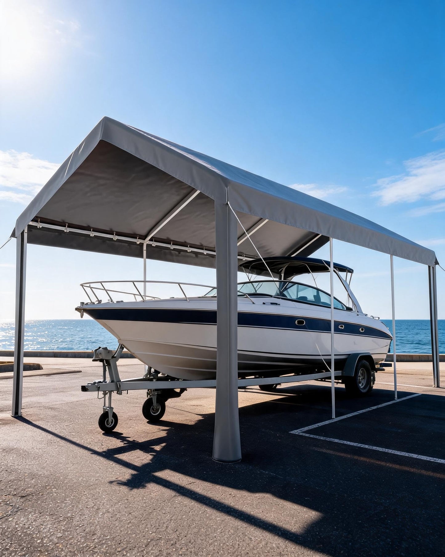 10x20 Ft Heavy Duty Carport, Gray - All-Season Waterproof UV-Resistant Canopy, Portable Garage Boat Shelter Party Tent for SUV, Truck, Outdoor Events