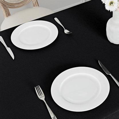 Veblandy Rectangle Tablecloth Waterproof 52x70 inch Linen Textured Table Cloth Stain and Wrinkle Resistant Washable, Decorative Fabric Table Cover for Dining, Party and Camping, Black