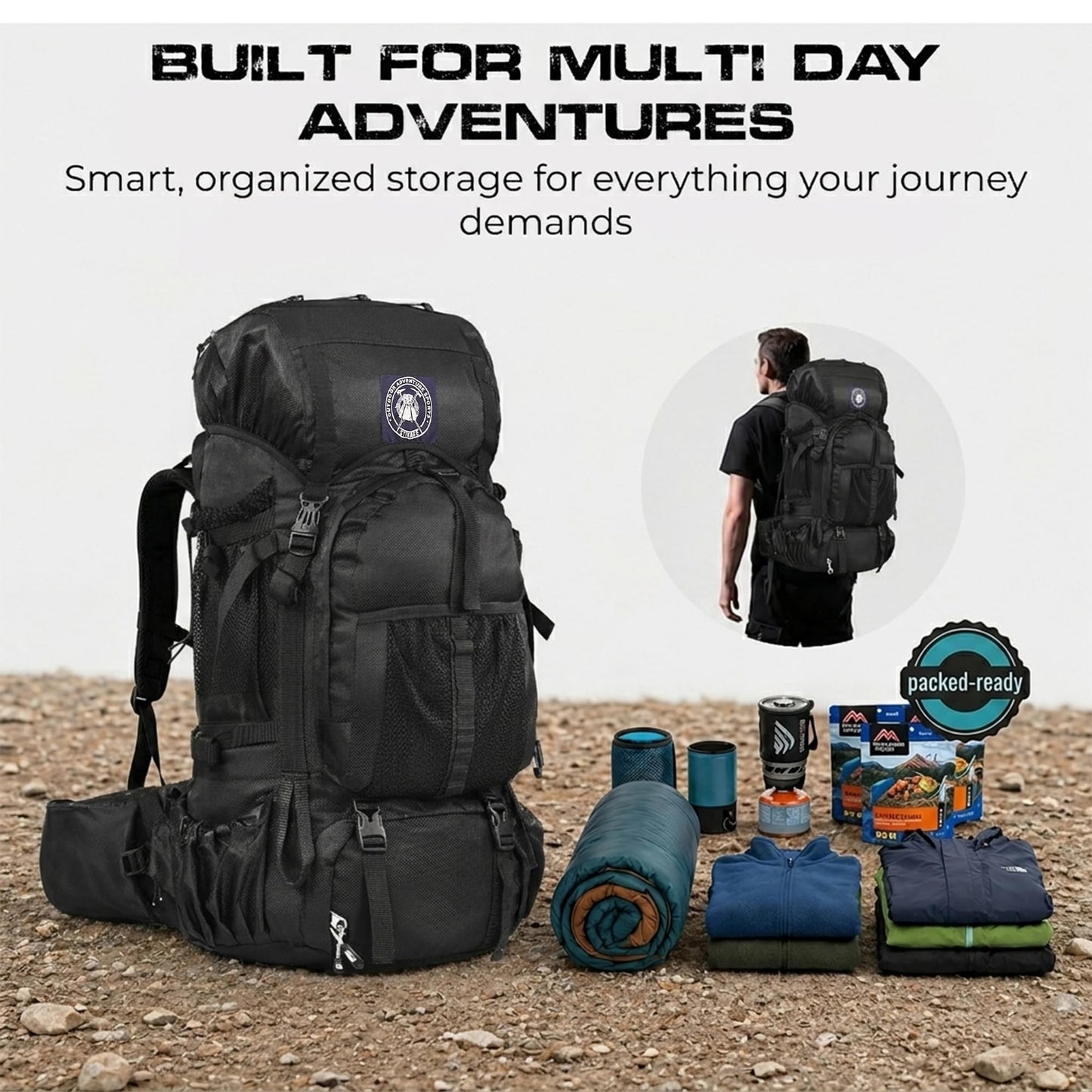 Stikage Expedition 80L Internal Frame Hiking Backpack for Men and Women – Lightweight Waterproof Trekking & Camping Backpack with Rain Cover – Adjustable Back Length, Hydration Bladder Compatible