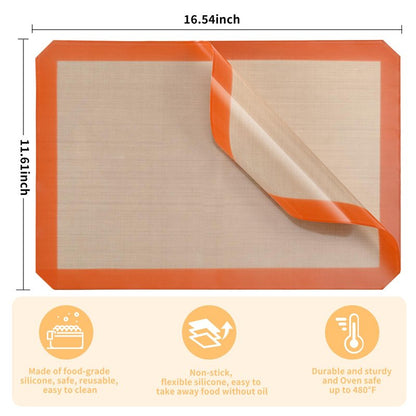 Luckyiren 2-Pack Silicone Baking Mats – Non-Stick Reusable BPA-Free Oven Liners, 100% Food-Grade Silicone, Fit Half Sheet Pans (16.54" x 11.62") for Cookies, Pastry & More
