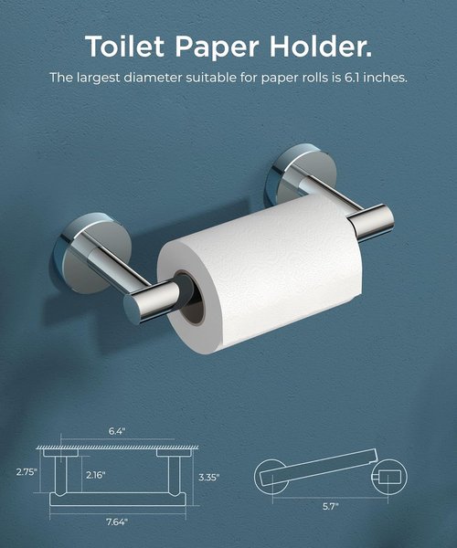 FORIOUS Toilet Roll Holder - Rustproof Stainless Steel Double Post Design | Chrome Finish