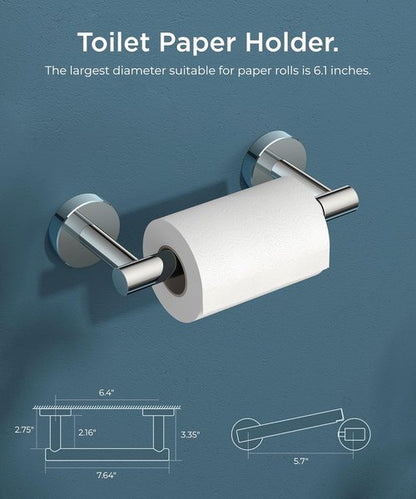 FORIOUS Toilet Roll Holder - Rustproof Stainless Steel Double Post Design | Chrome Finish