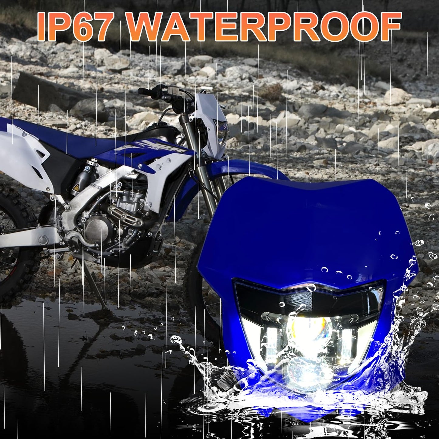 bamotoop Dirt Bike Headlight LED Motorcycle Headlamp Kit with High Beam Low Beam DRL for Yamaha WR250 250F WR450 450F 2002-2025