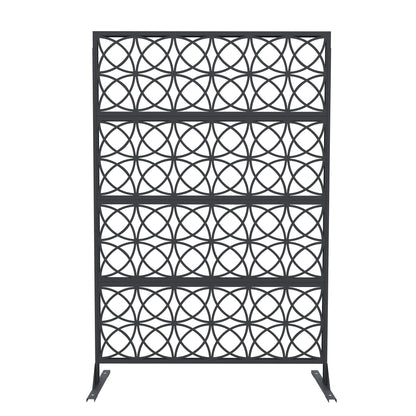 Garveelife Outdoor Privacy Screen Freestanding, 72" H×47" W Patio Privacy Screen with Stable Base, Metal Privacy Panels for Balcony, Yard and Garden, 1PC