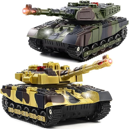 1/28 RC Battle Tank Set Remote Control Army Toy That Shoots for Kids and Adults 2.4G Military Tank Model Toy for Boys Age 6+ Years Old with Sound and Lights