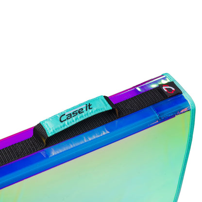 Case-it Iridescent Go Tab Zipper, 2" O-Ring with Removeable 5-Color tabbes, Expanding File Folder and Shoulder Strap and Handle, PS-440-VC-C, Pack of 6