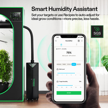 VIVOSUN AeroStream H19 Intelligent Environmental 19L Humidifier with Temp & Humidity Probe, Top Control Panel, Smart Remote Control, Designed Specifically for Use with Grow Tents