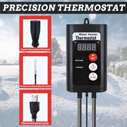 JHAOHEATE Portable Titanium Immersion Bathtub & Pool Water Heater 2000W 120V Electric Submersible Water Heater with Thermosta & GFCI Leakage Protection for Hot Tub, Spa, Baptistry, Inflatable Pool