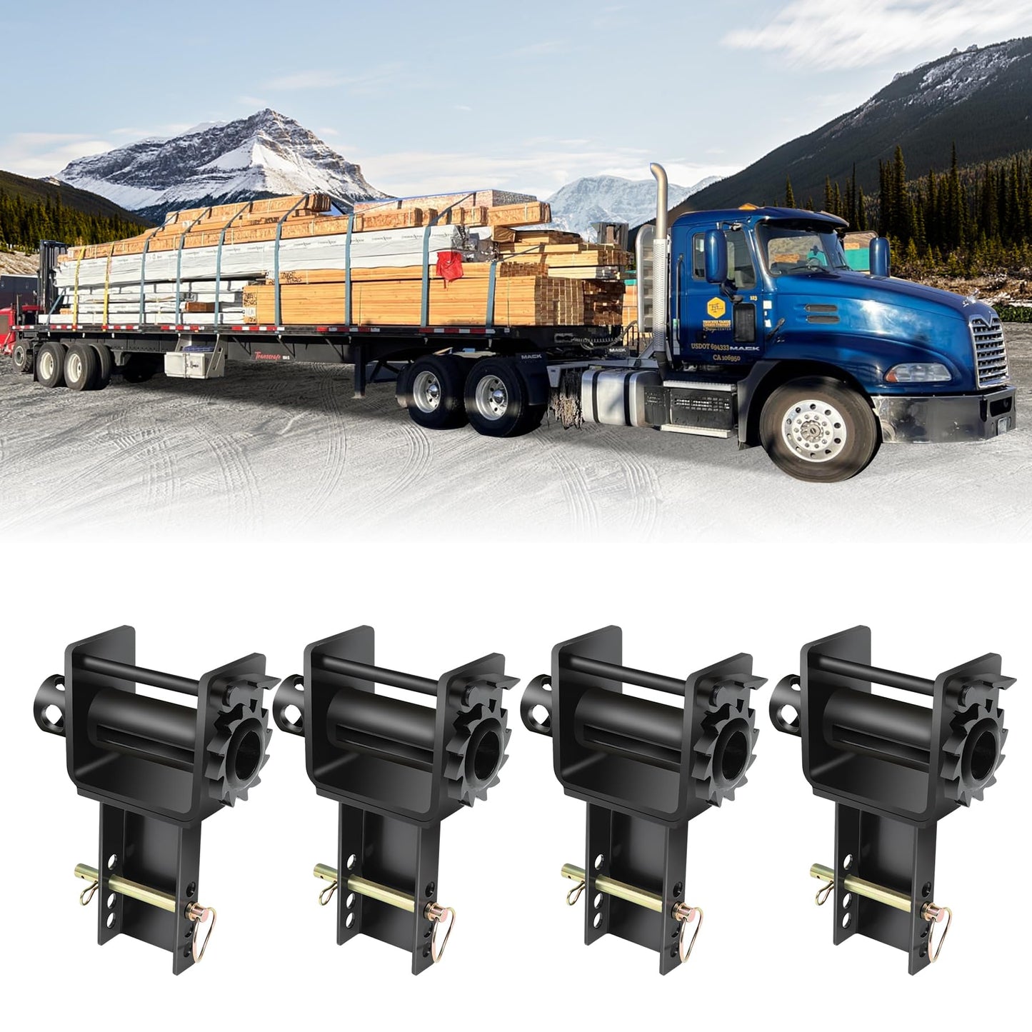 Trailer Stake Pocket Winch, Winch Flatbed Utility Capacity 16200 Lbs and 5400 Lbs Load Limit for Flatbed Trailer Trucks Winches- 4Pack