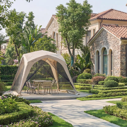 10x10 Portable Canopy Tent Gazebo with Mosquito Netting, Screen Tent 6-8 Person, Foldable Outdoor Canopy Shelter, Screen House for Camping Backyard Patio, Outdoor Gazebo Shade Canopy