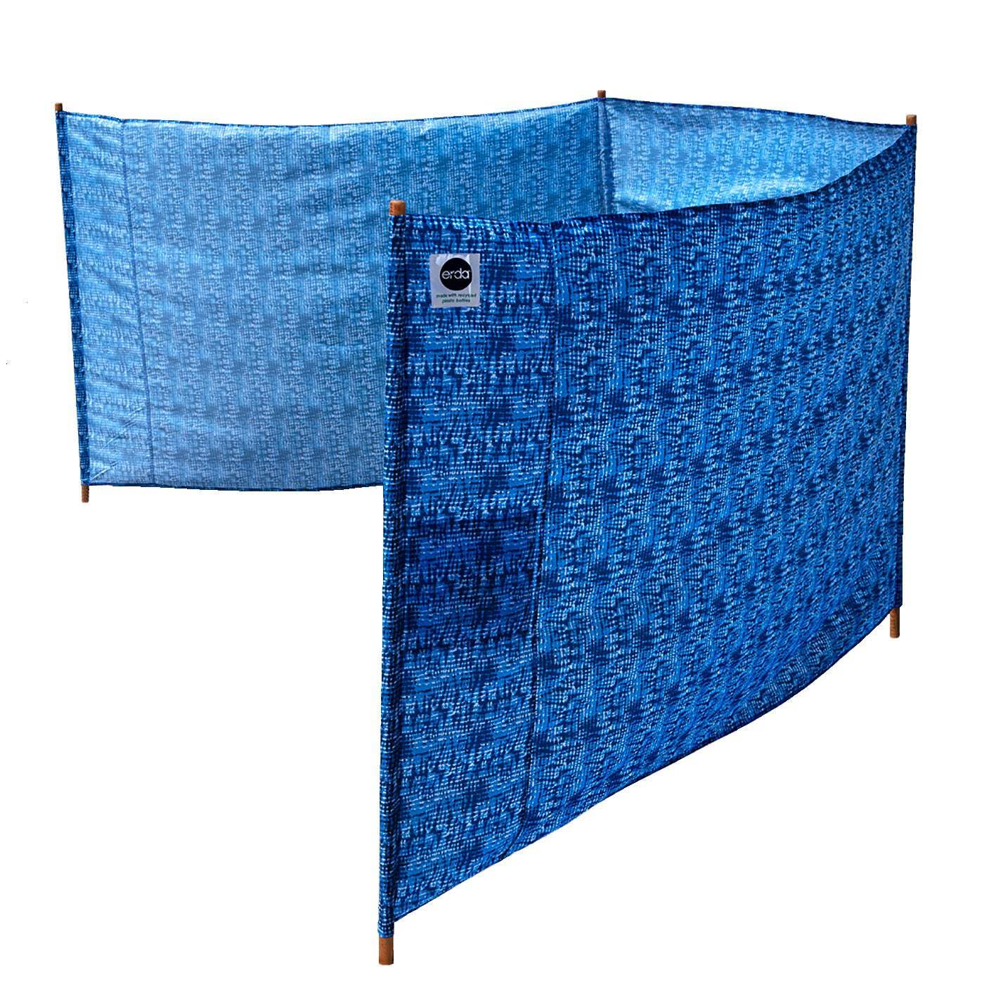 erda Tide-Dye Elite Beach Recycled Polyester Rip-Stop Extra Tall 42" Lightweight Windscreen, Privacy Screen, Wind Blocker, Free Matching Shoulder Bag (New Mahogany Wood Poles)