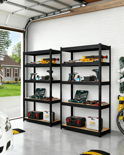 5-Tier Adjustable Shelving Units,48x18x72 Garage Metal Storage Shelving Units,Heavy Duty Garage Shelving Adjustable Garage Shelves,Loads 2000 LBS,Metal Storage Utility Racks for Warehouse,Pantry, Base